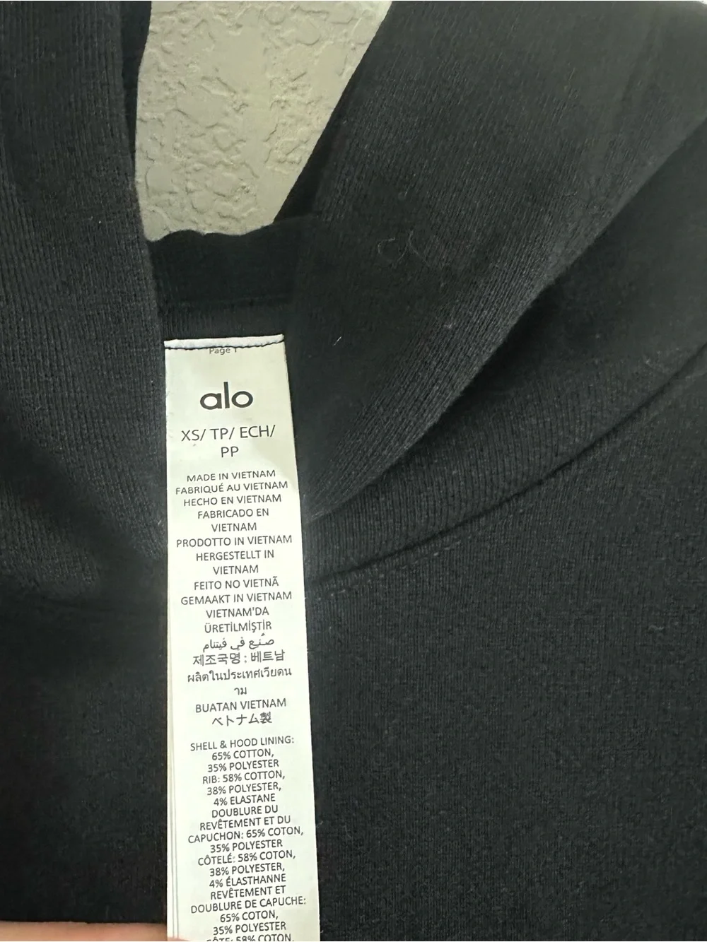 NWT Alo Yoga Bae Hoodie Pullover Sweatshirt Top Cropped Fleece Black Sz XS